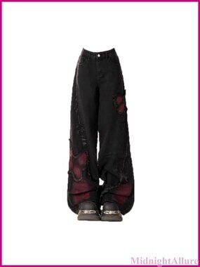 Y2k Butterfly Tye Die Baggy Loose Fit High Rise Jeans Festival Rave Pants